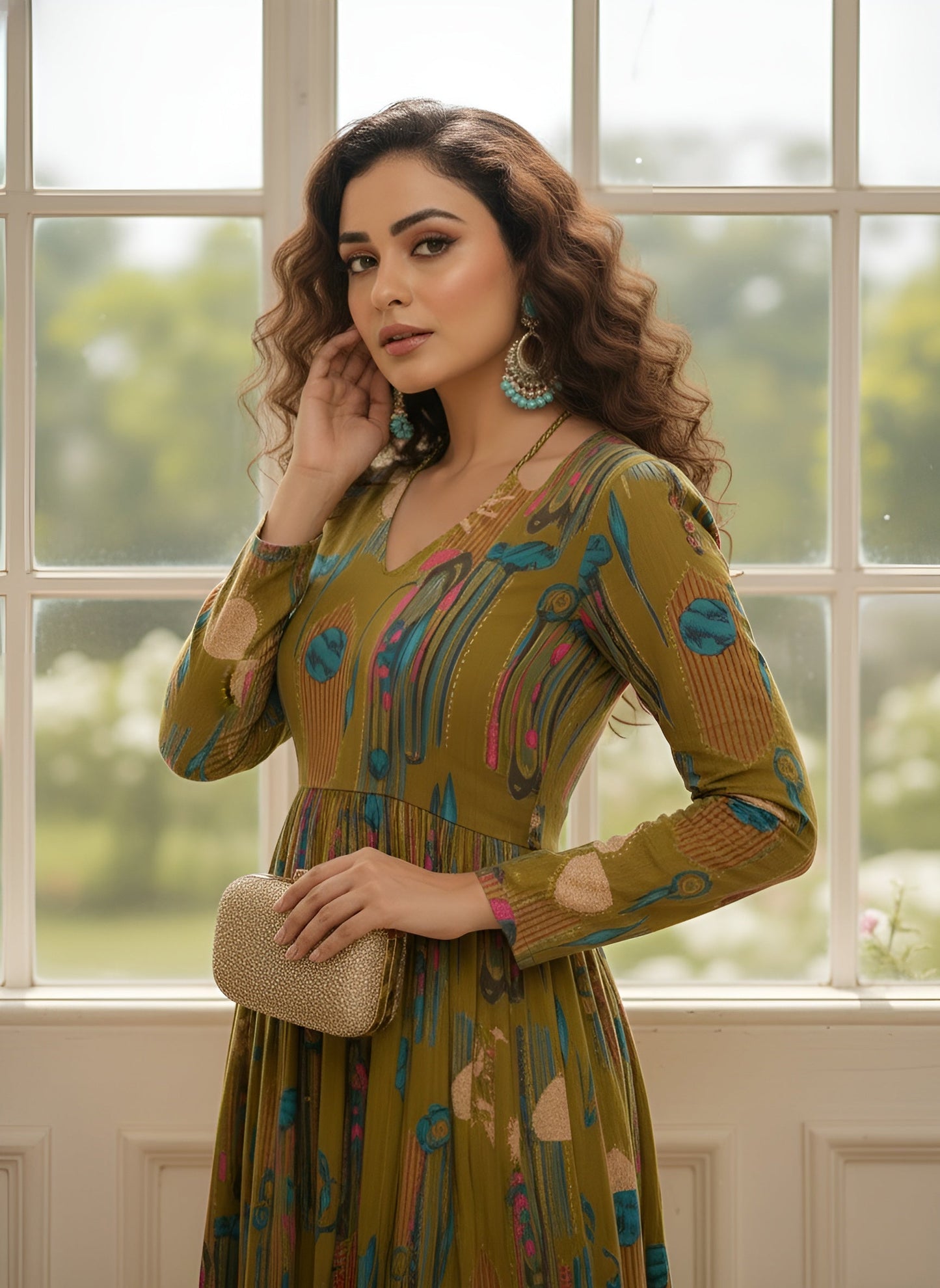 Abstract Printed Dress for Women