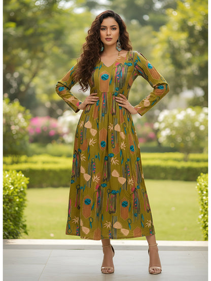 Abstract Printed Dress for Women
