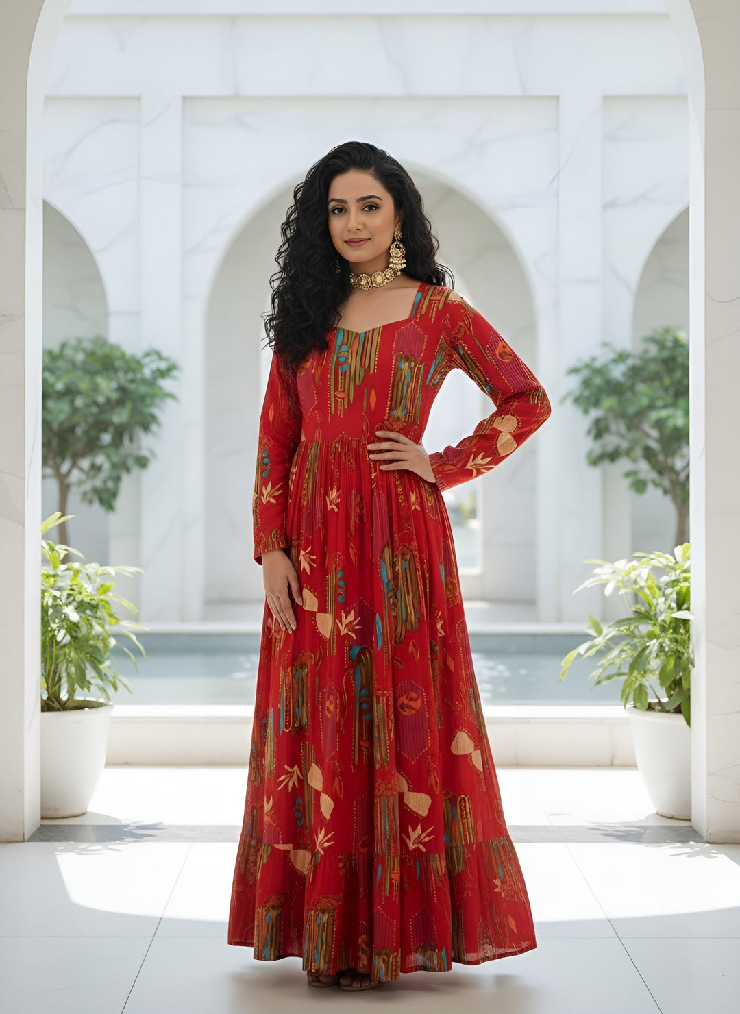 Abstract Printed Dress for Women