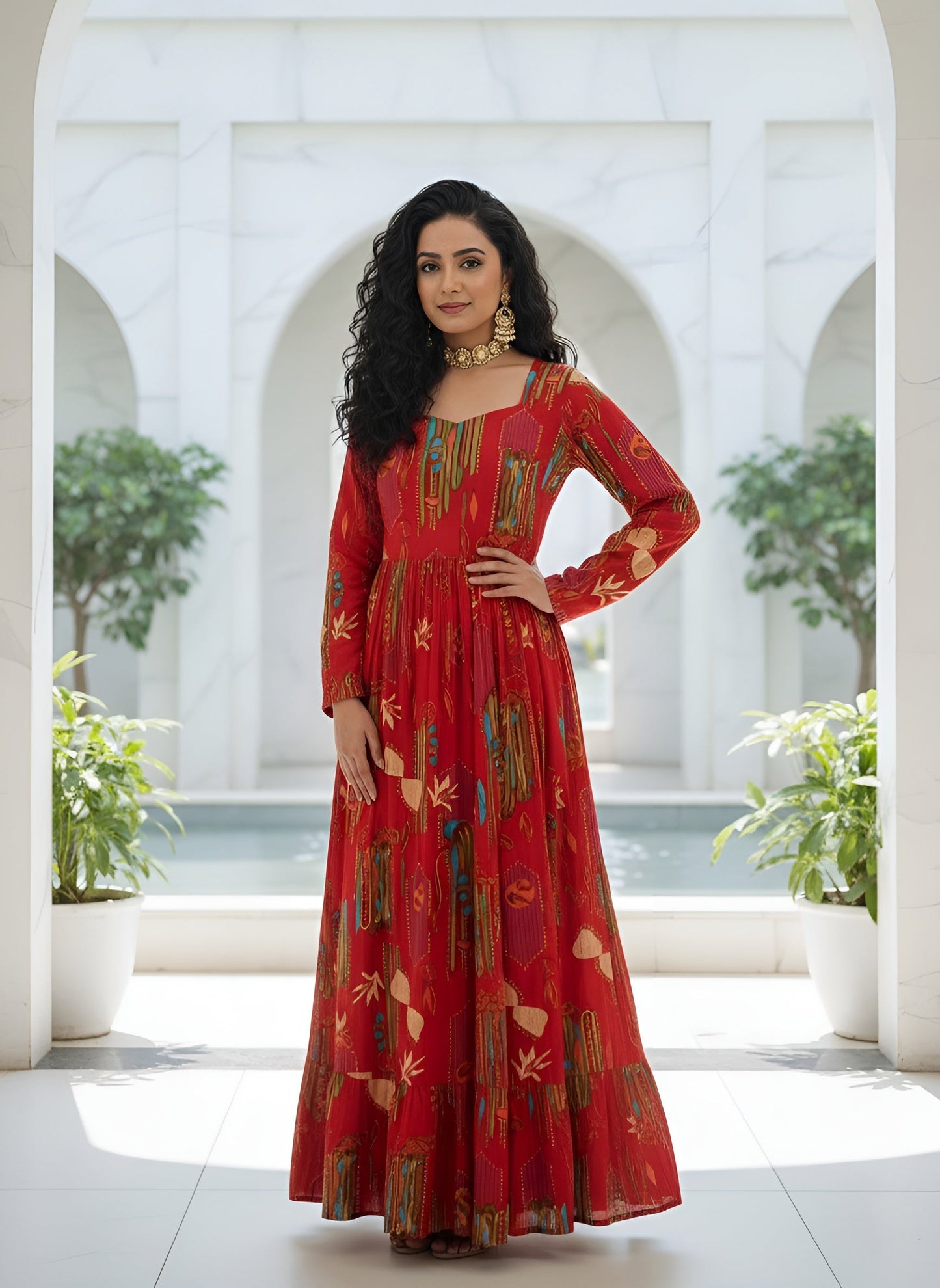 Abstract Printed Dress for Women