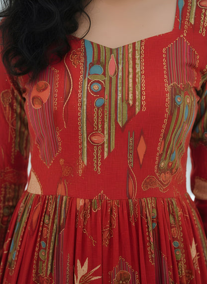 Abstract Printed Dress for Women