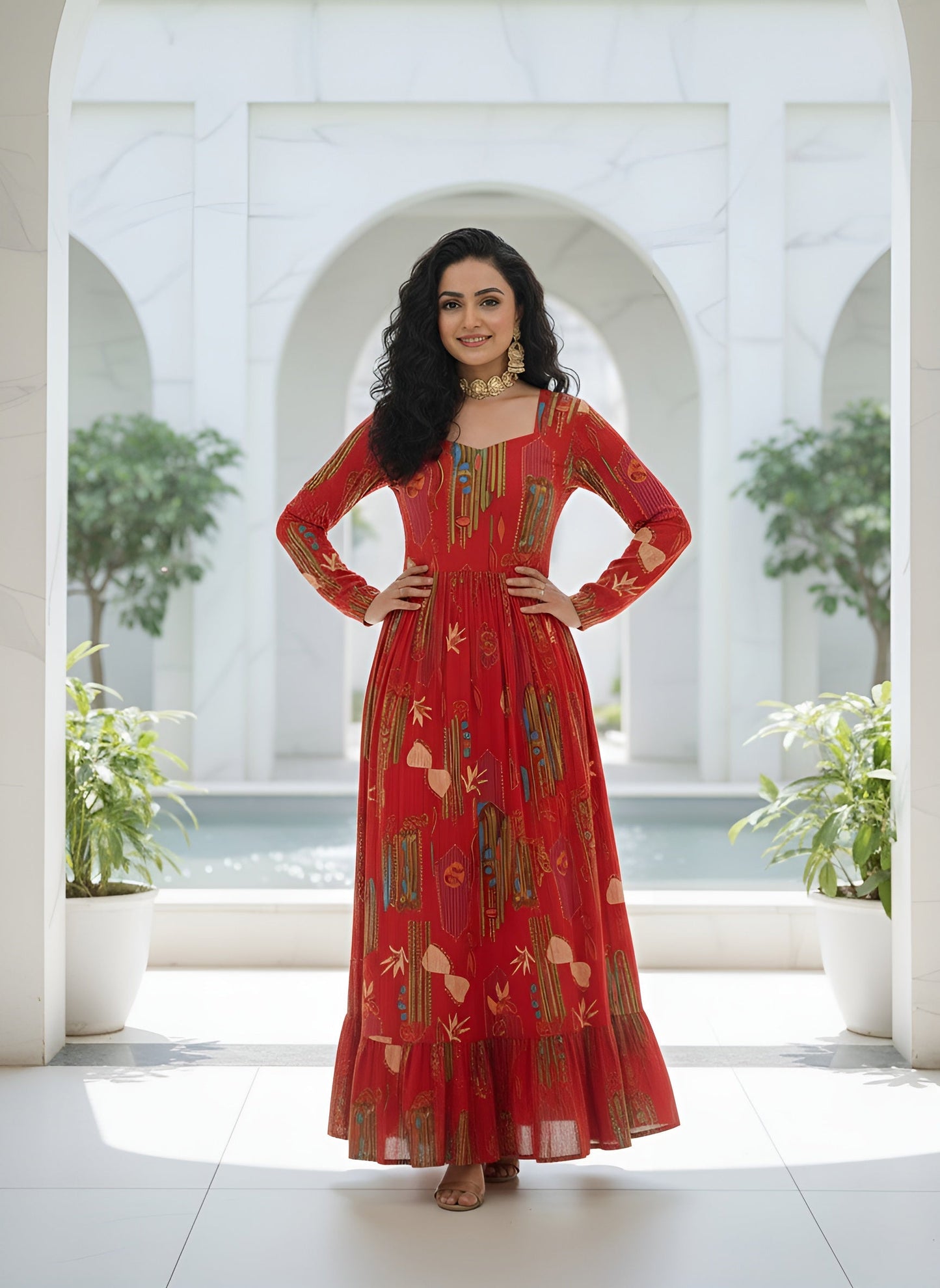 Abstract Printed Dress for Women