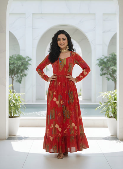 Abstract Printed Dress for Women