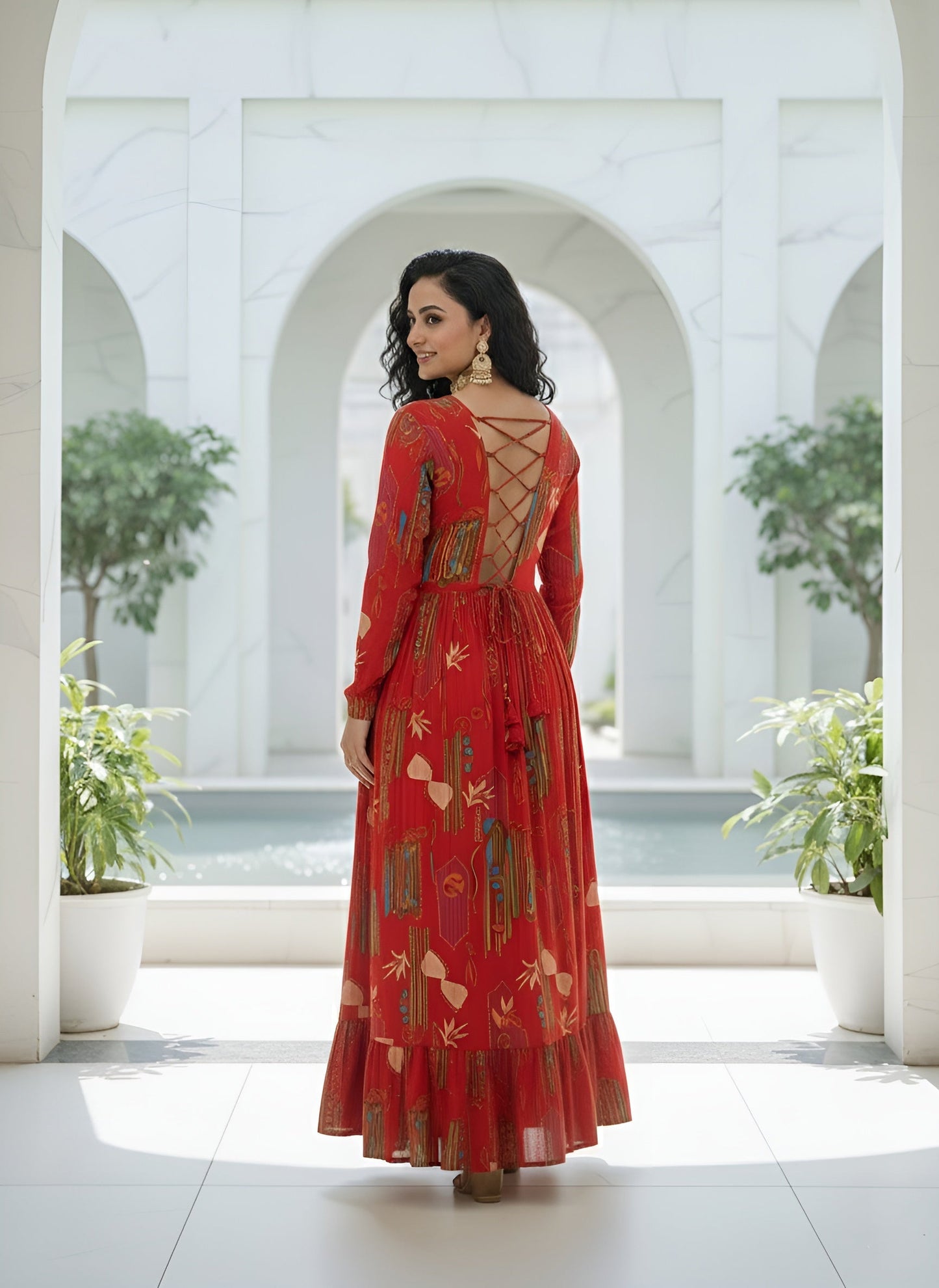 Abstract Printed Dress for Women