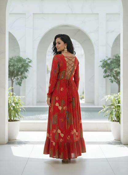 Abstract Printed Dress for Women