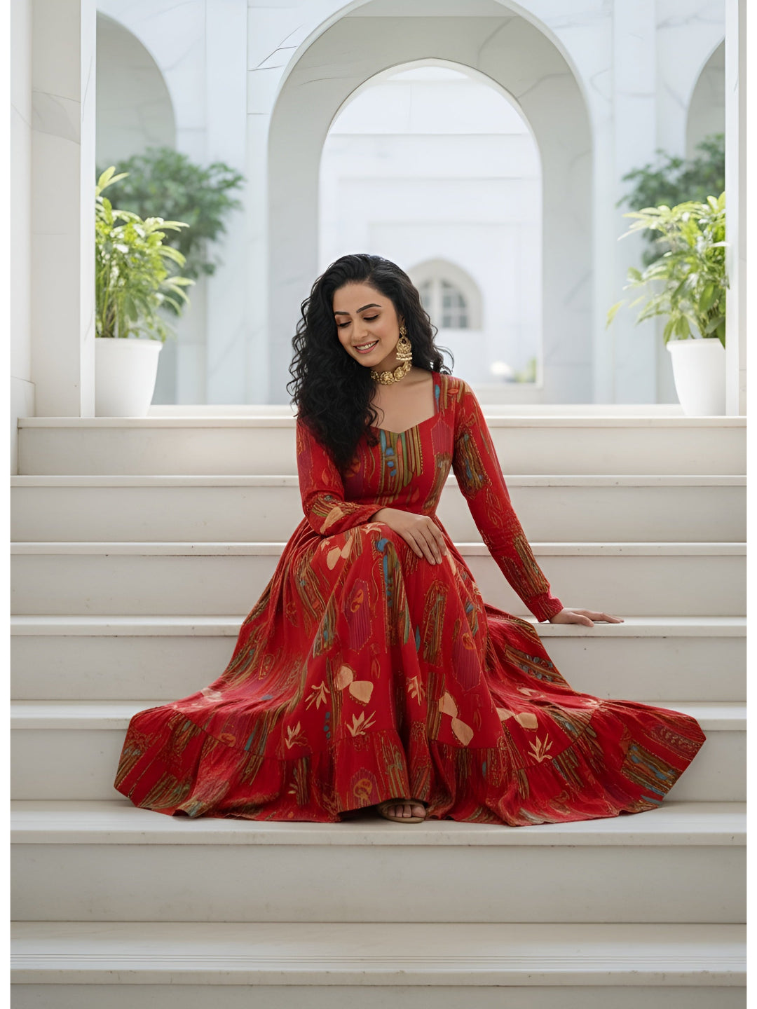 Abstract Printed Dress for Women