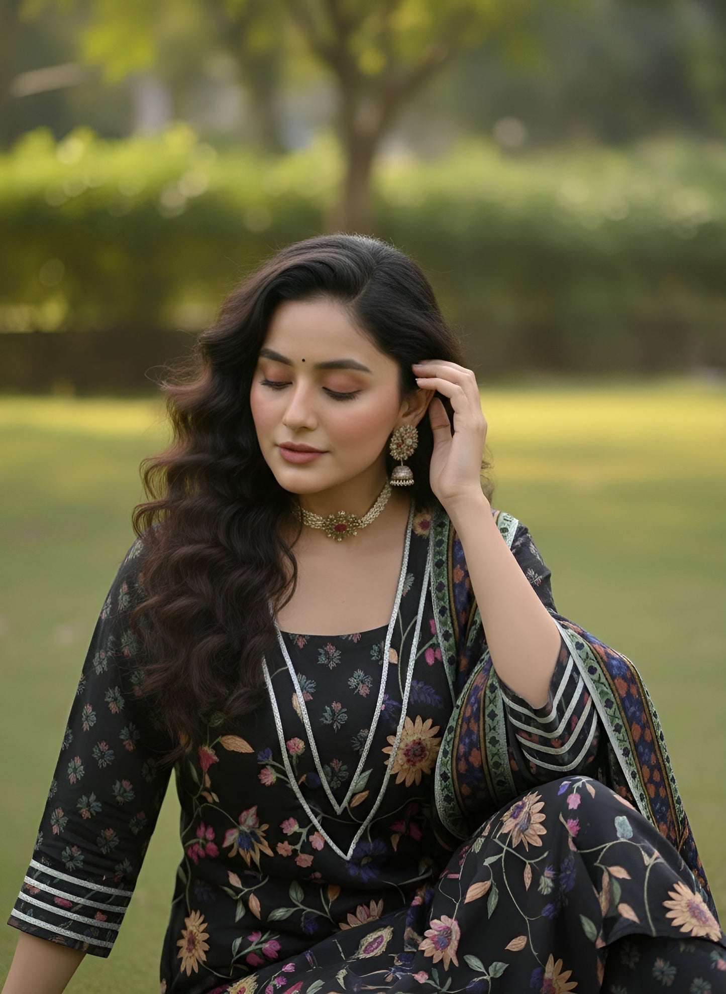 Floral Printed Straight Kurta Set With Dupatta for Women