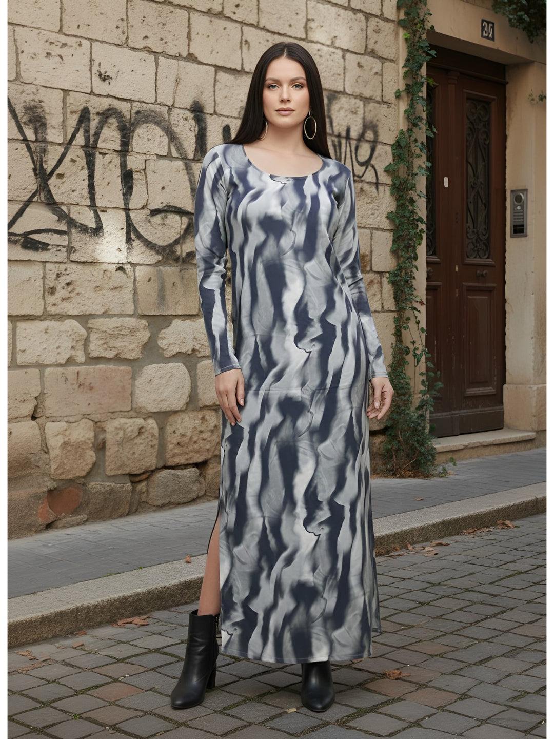 Abstract Printed Bodycon Dress for Women