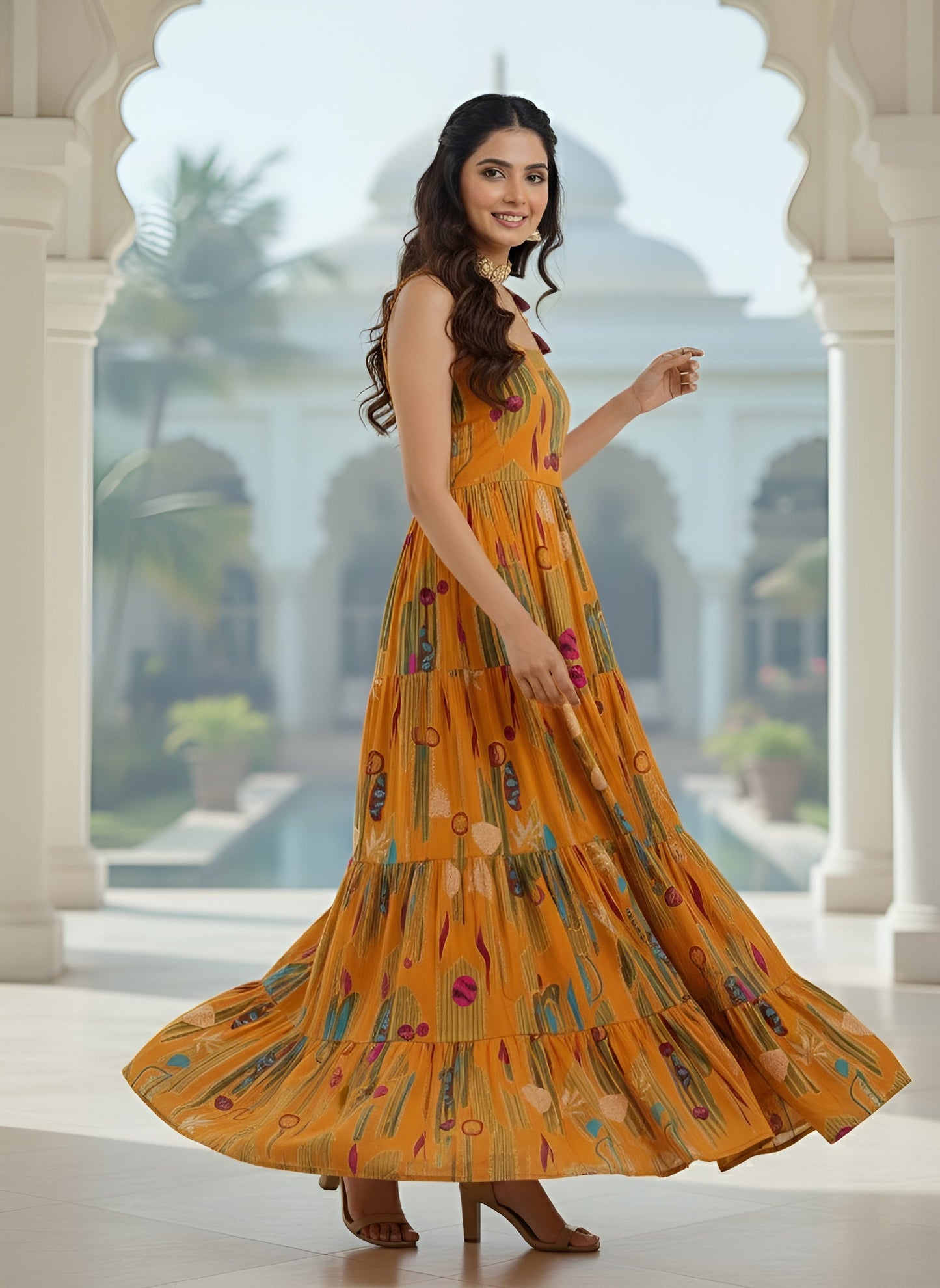 Abstract Printed Dress for Women