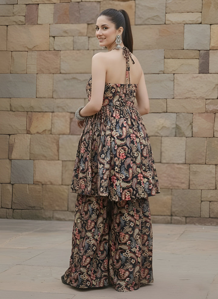 Printed Flared Kurta With Sharara for Women