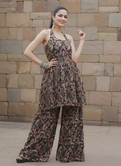 Printed Flared Kurta With Sharara for Women