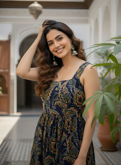 Printed Dress With Stylish Back Design for Women