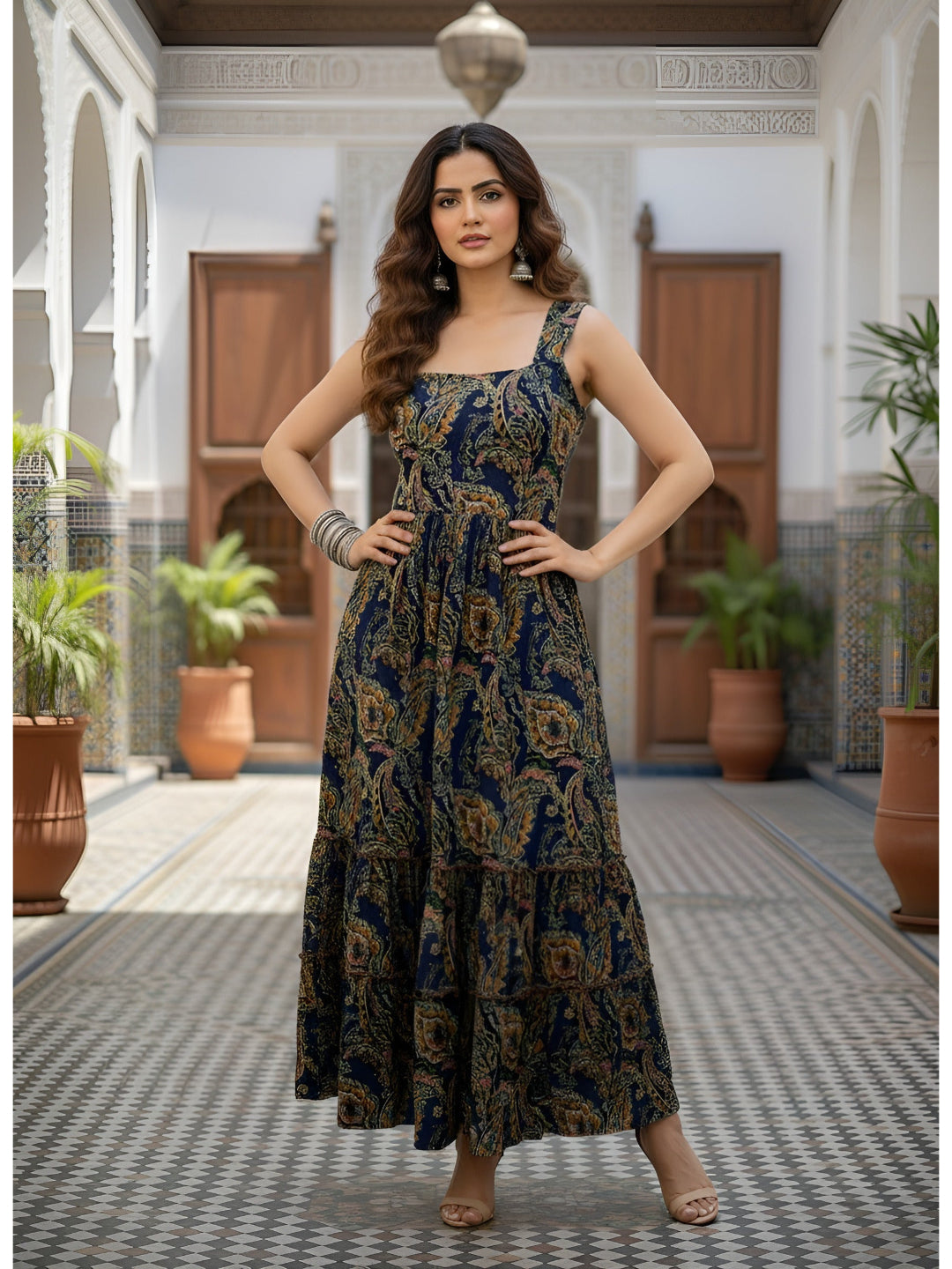 Printed Dress With Stylish Back Design for Women