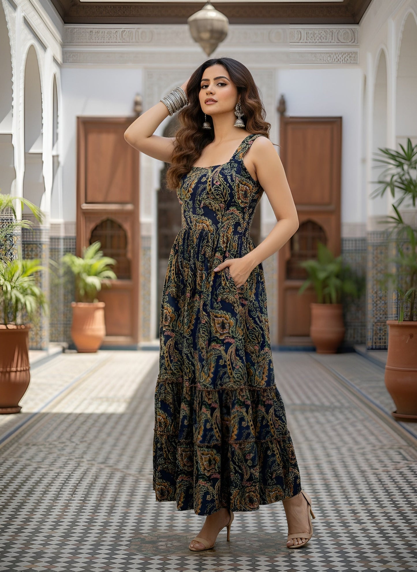 Printed Dress With Stylish Back Design for Women