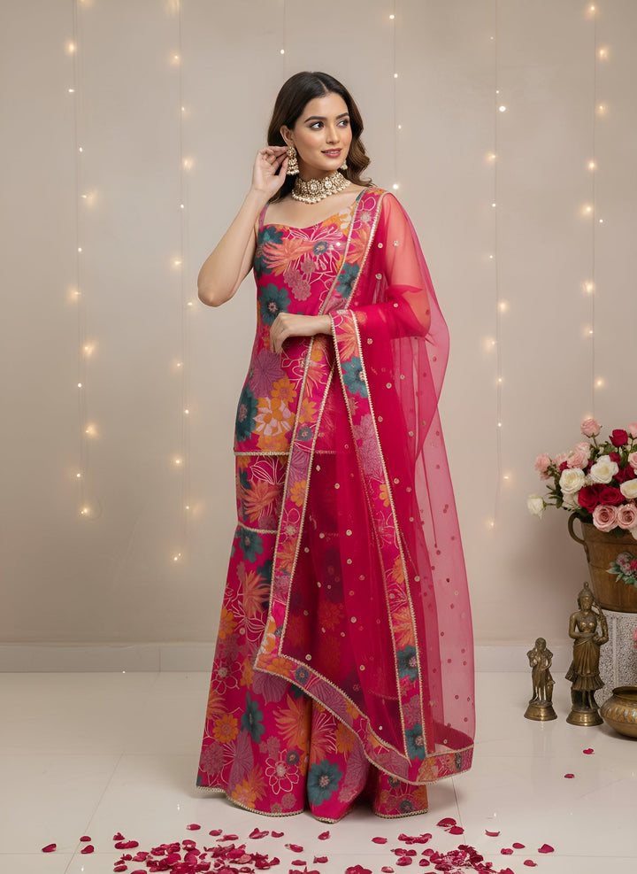 Printed Straight Kurta Set With Dupatta for Women