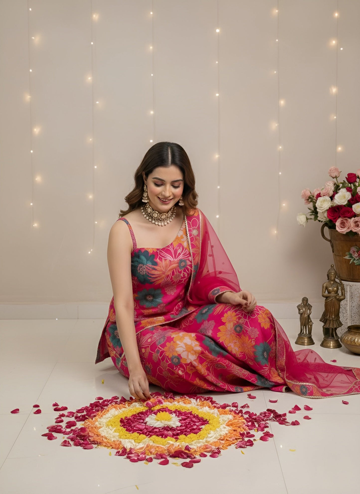 Printed Straight Kurta Set With Dupatta for Women