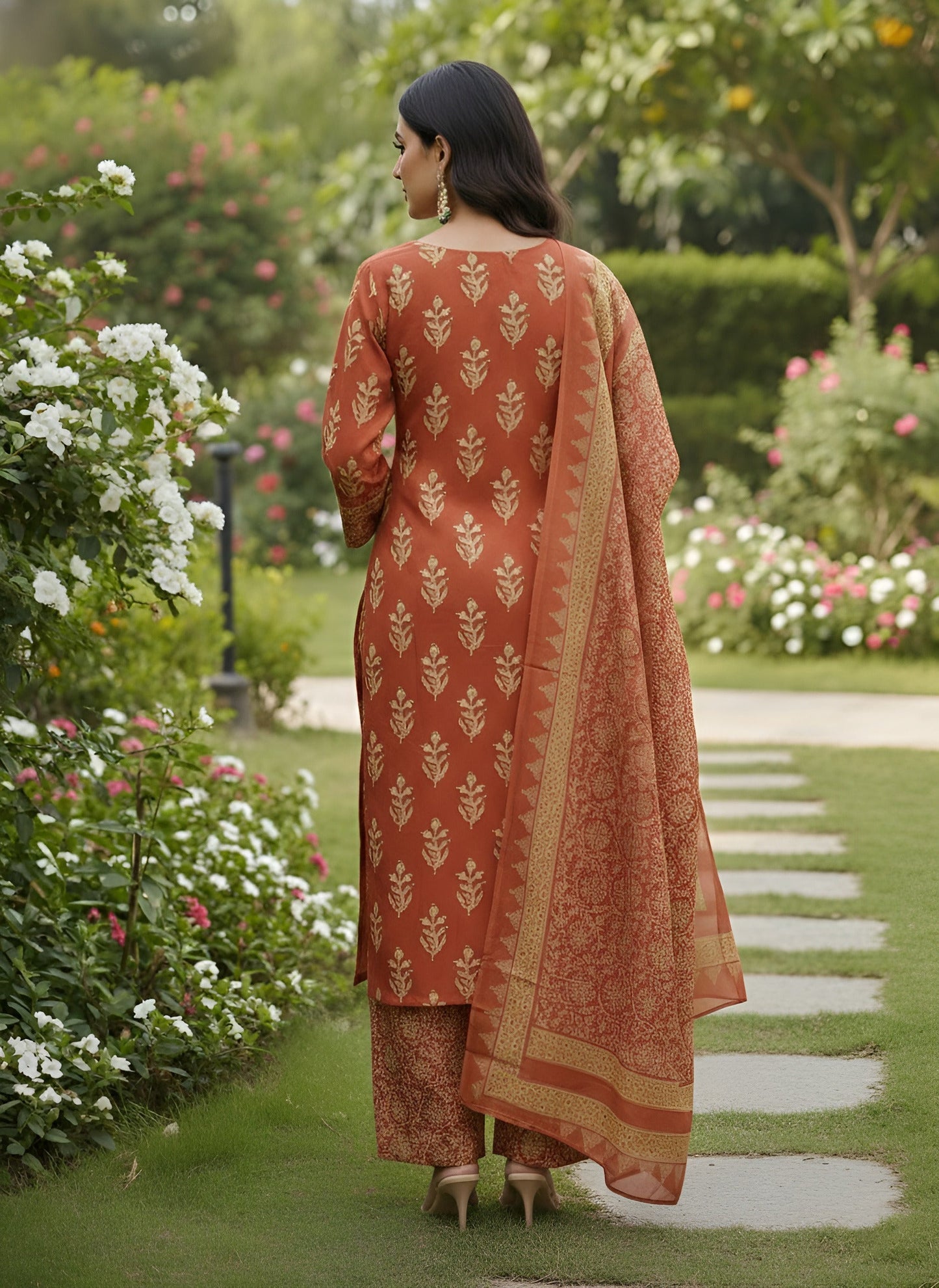 Printed Straight Kurta Set With Dupatta for Women