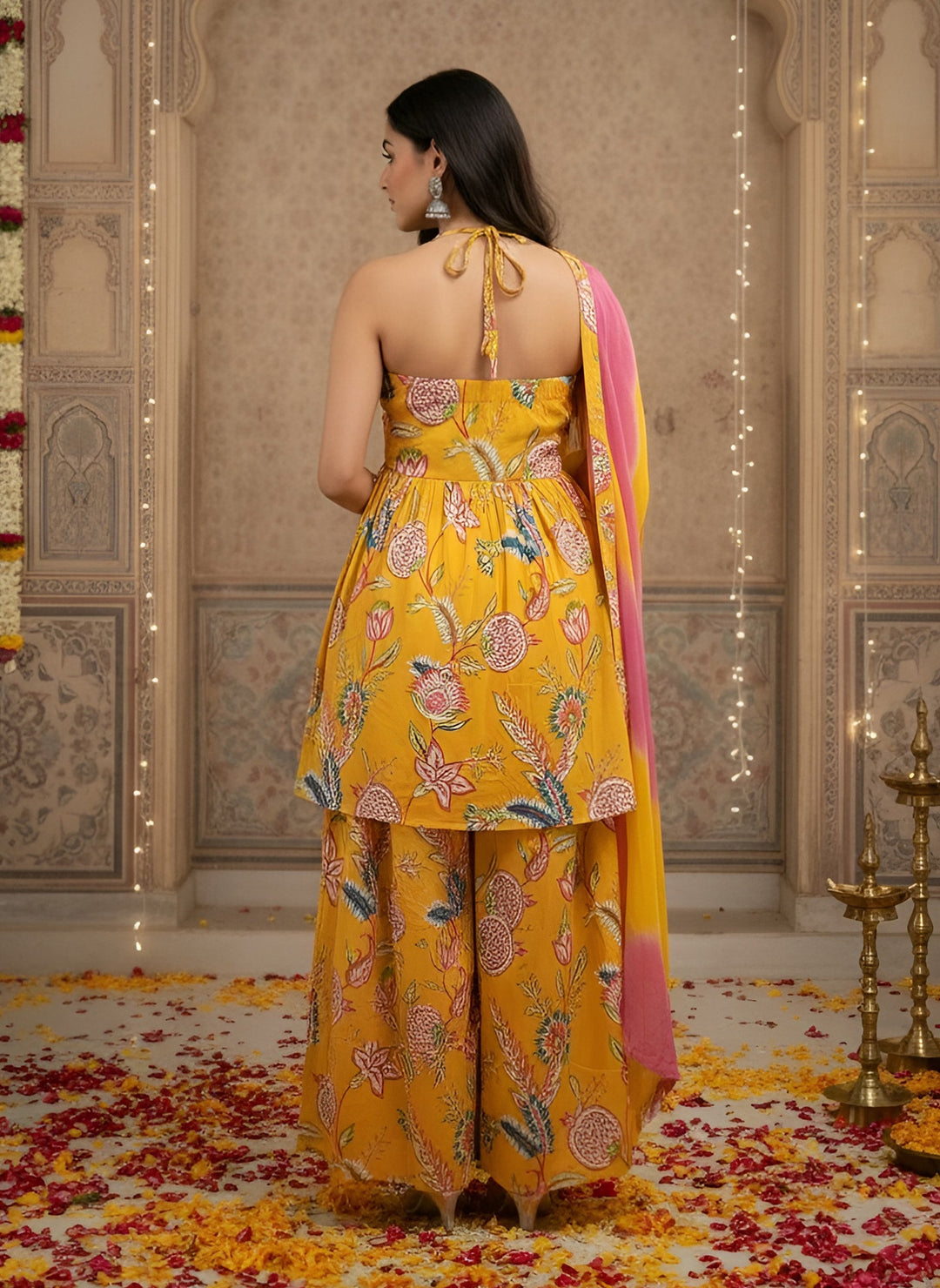 Printed Flared Kurta Set With Dupatta