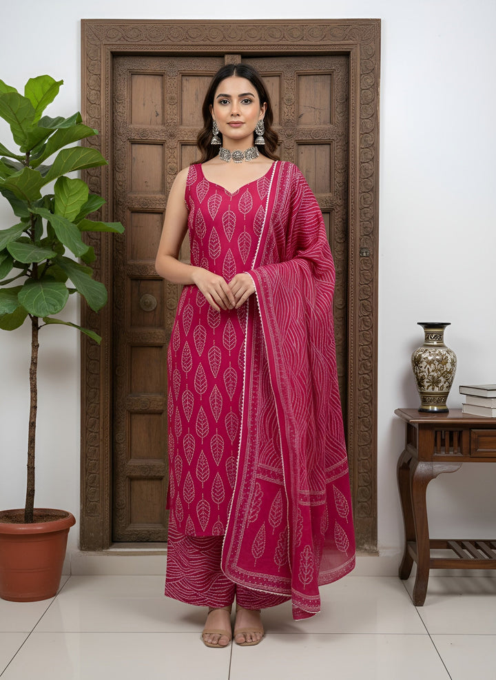 Printed Straight Kurta Set With Dupatta