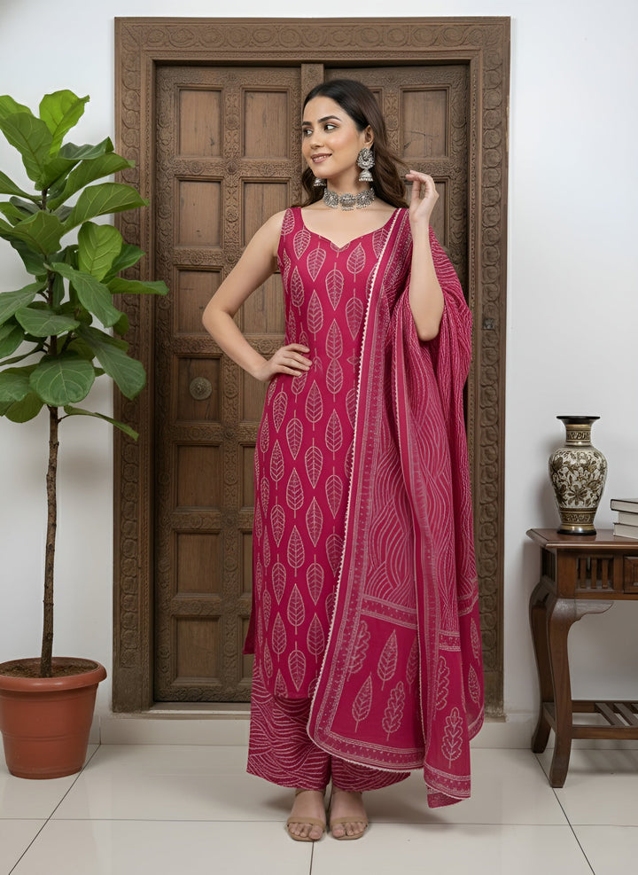 Printed Straight Kurta Set With Dupatta