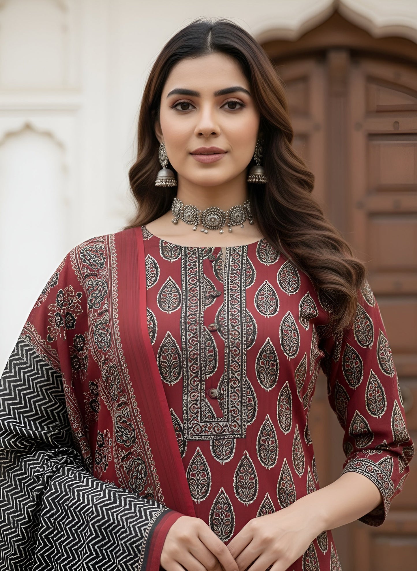 Printed Straight Kurta Set With Dupatta for Women