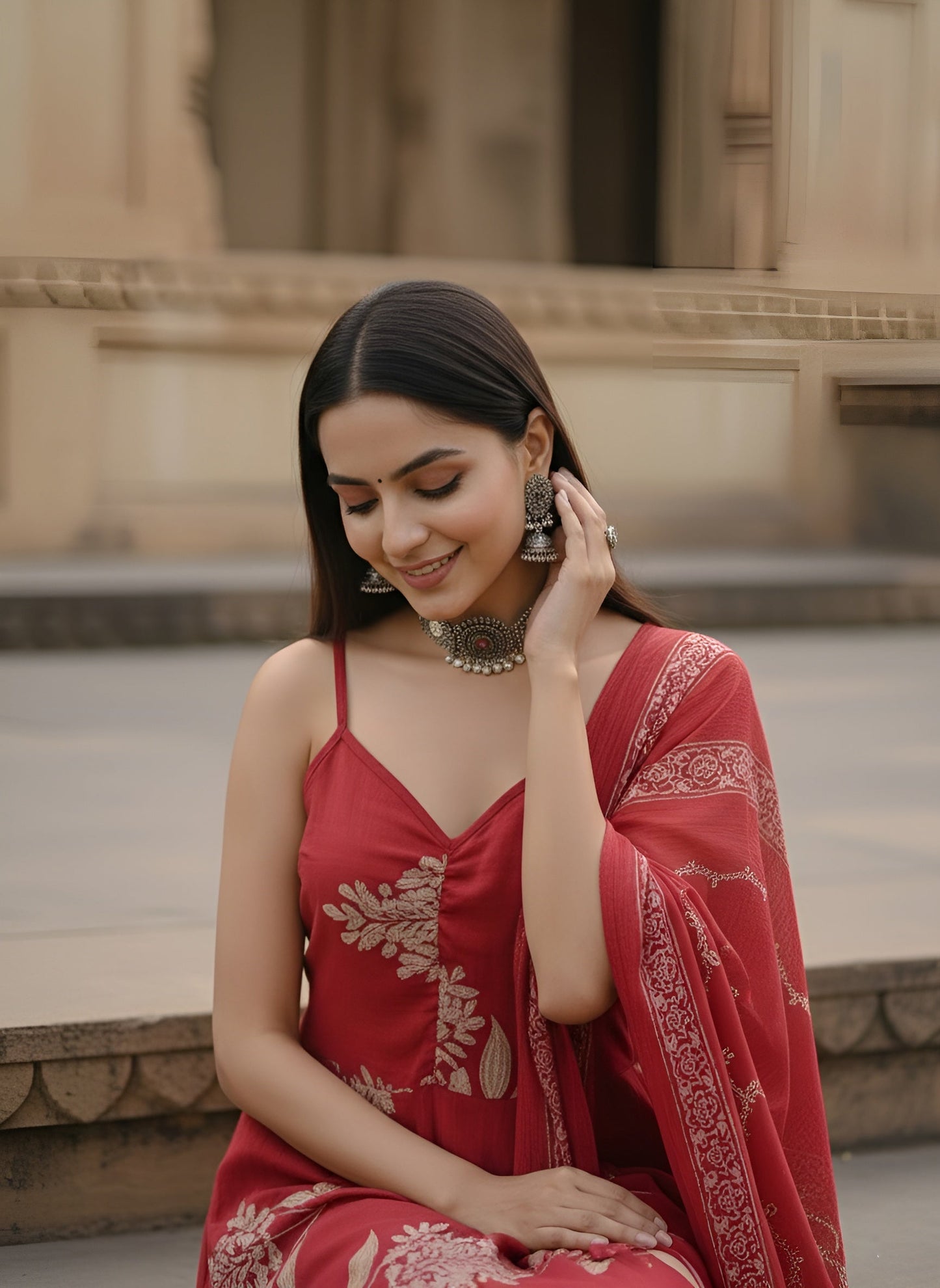 Printed Straight Kurta Set With Dupatta for Women