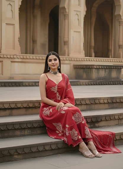 Printed Straight Kurta Set With Dupatta for Women