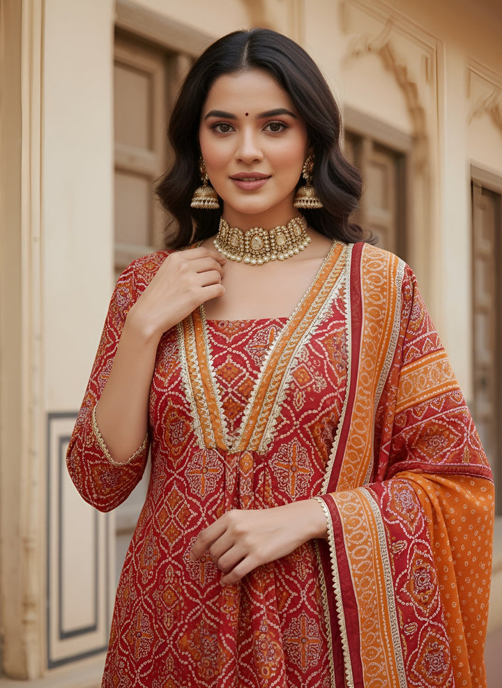 Printed Straight Kurta Set With Dupatta for Women