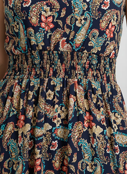 Printed Dress With Front Slit Design