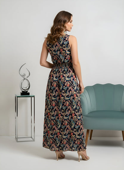 Printed Dress With Front Slit Design
