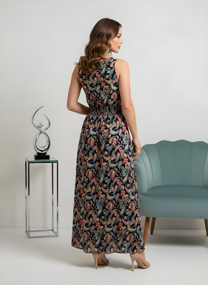 Printed Dress With Front Slit Design