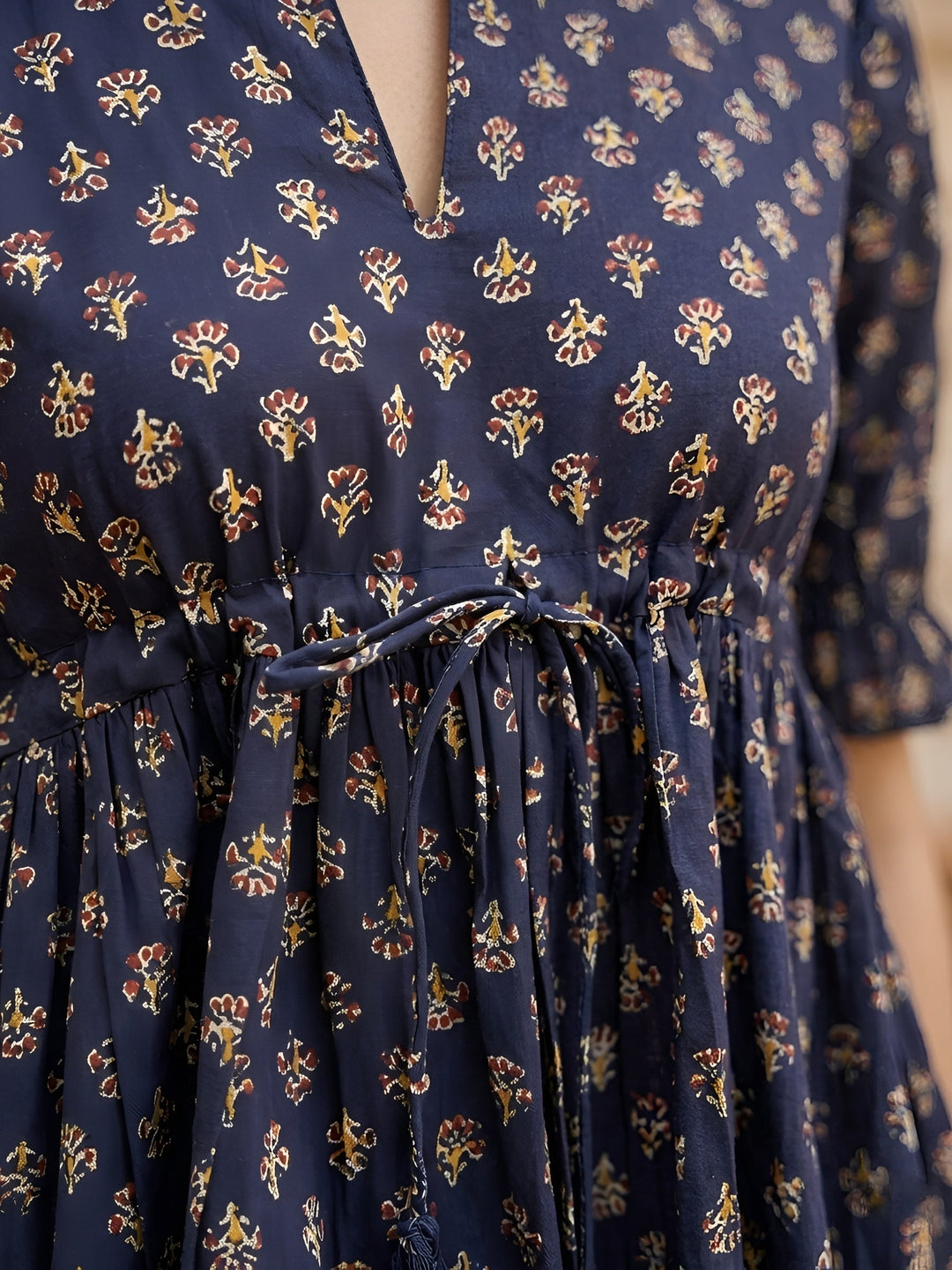 Printed Peplum Top With Puff Sleeves