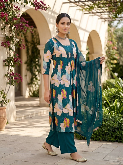 Printed Anarkali Kurta Set With Dupatta