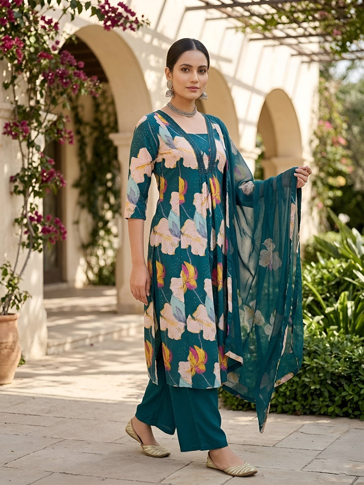 Printed Anarkali Kurta Set With Dupatta