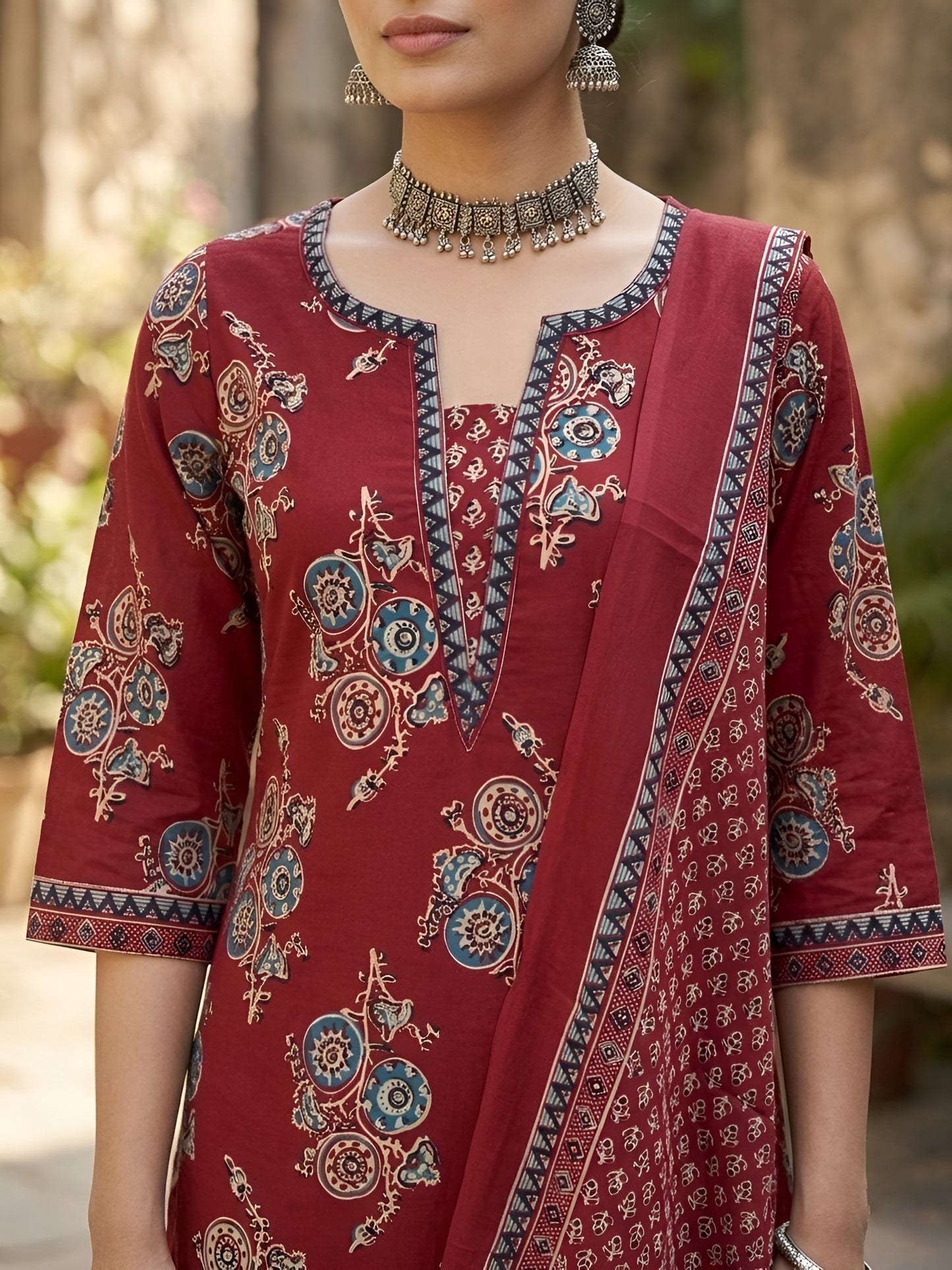 Printed Straight Kurta Set With Dupatta