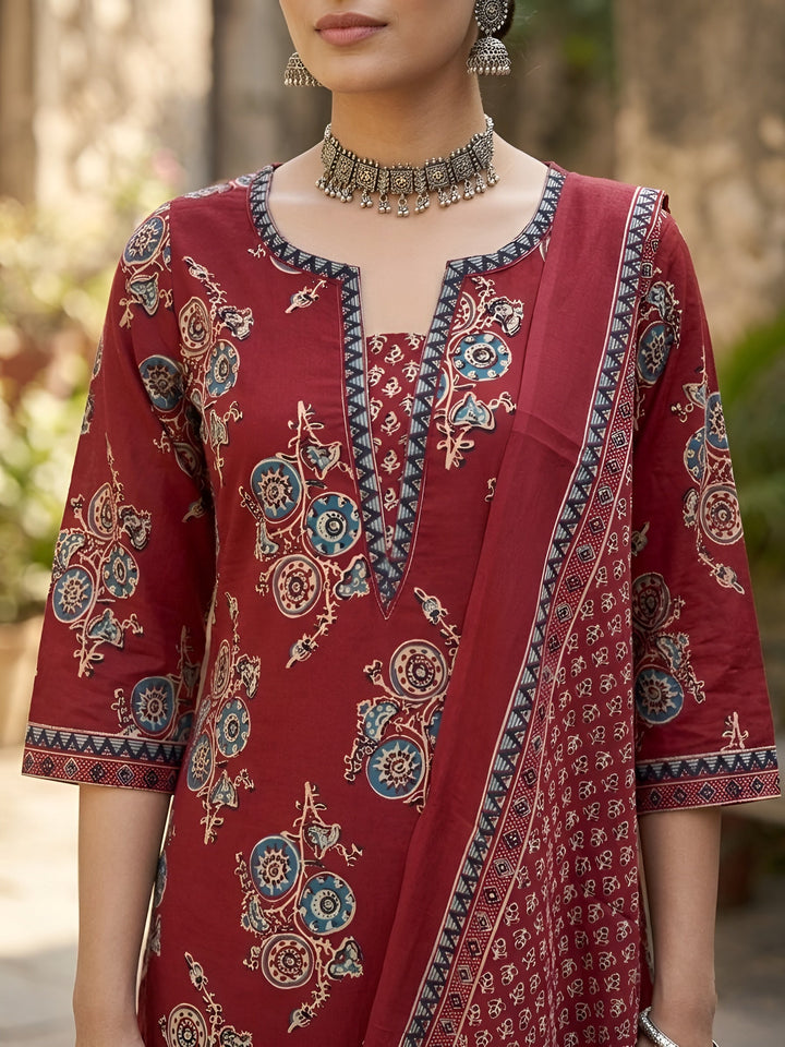 Printed Straight Kurta Set With Dupatta