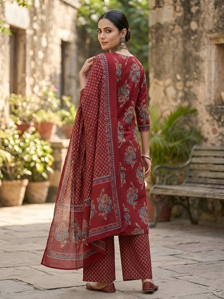 Printed Straight Kurta Set With Dupatta