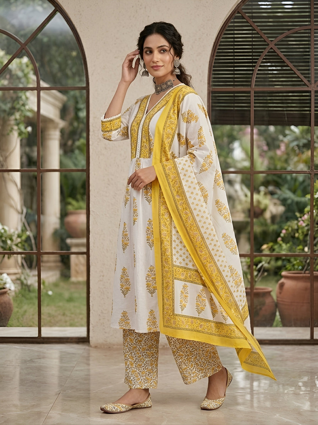 Printed Anarkali Kurta Set With Dupatta