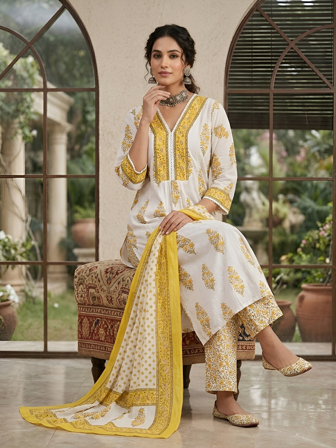 Printed Anarkali Kurta Set With Dupatta