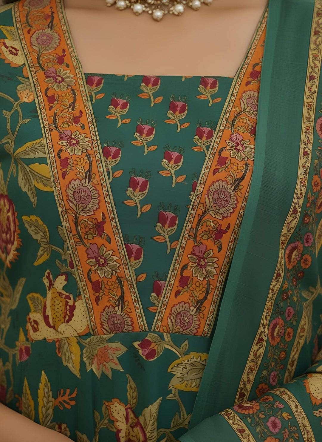 Printed Flared Kurta Set With Dupatta