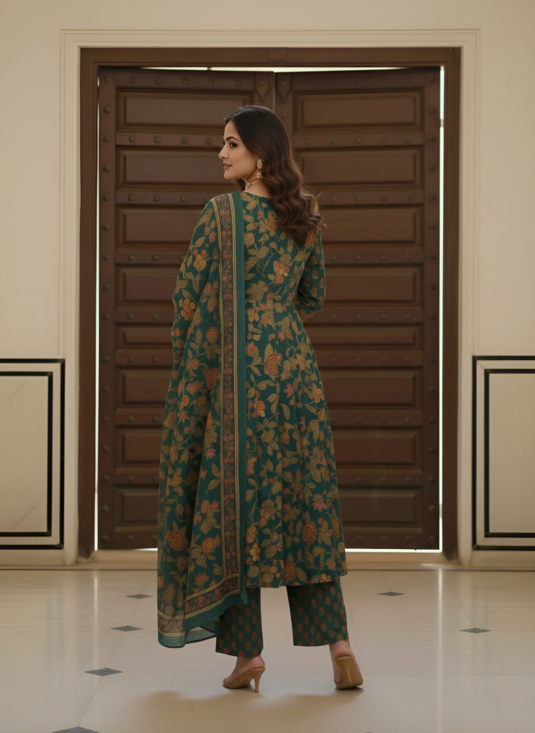 Printed Flared Kurta Set With Dupatta