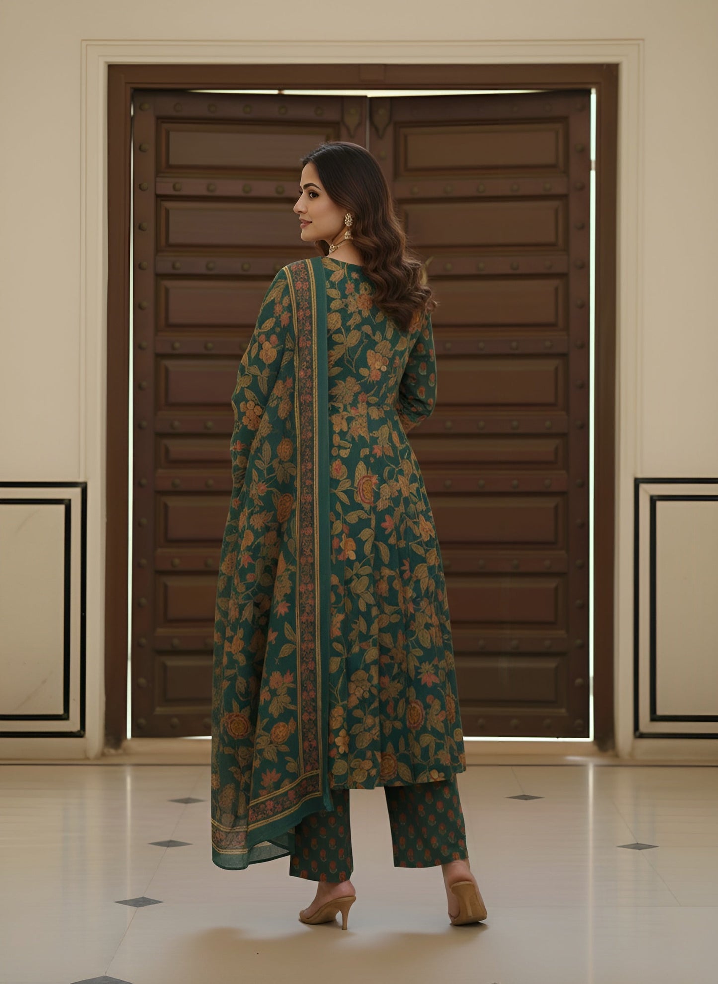 Printed Flared Kurta Set With Dupatta