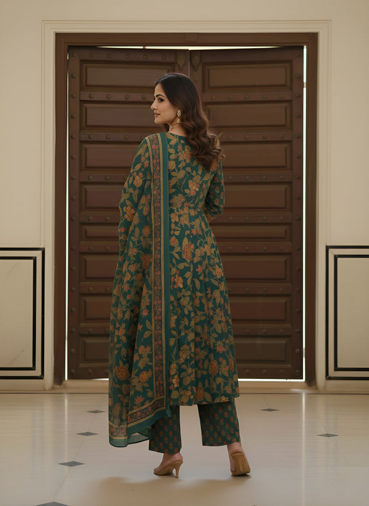 Printed Flared Kurta Set With Dupatta