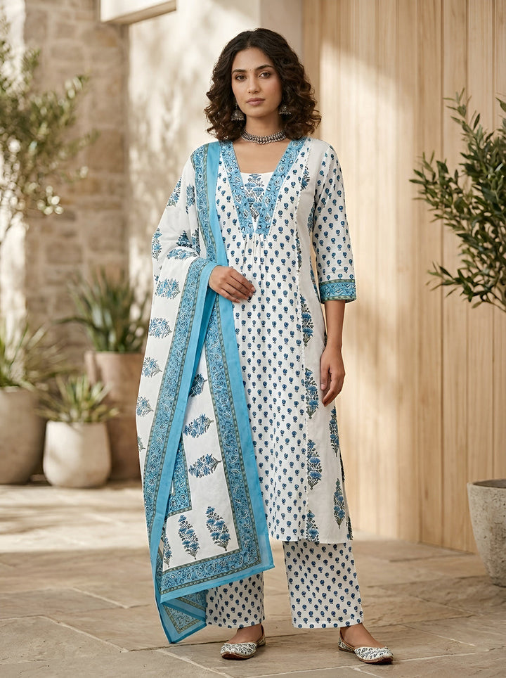 Printed Straight Kurta Set With Dupatta