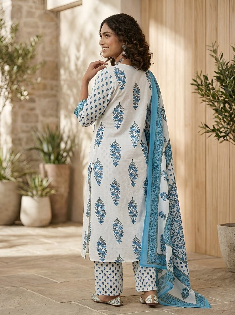 Printed Straight Kurta Set With Dupatta