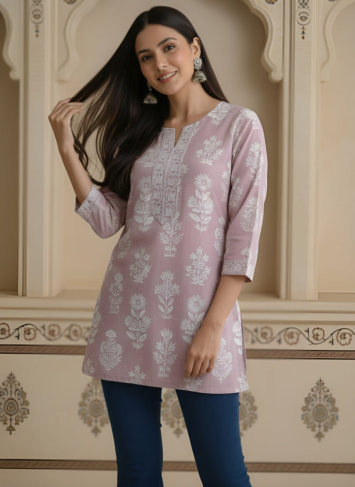 Mauve Printed Straight Tunic