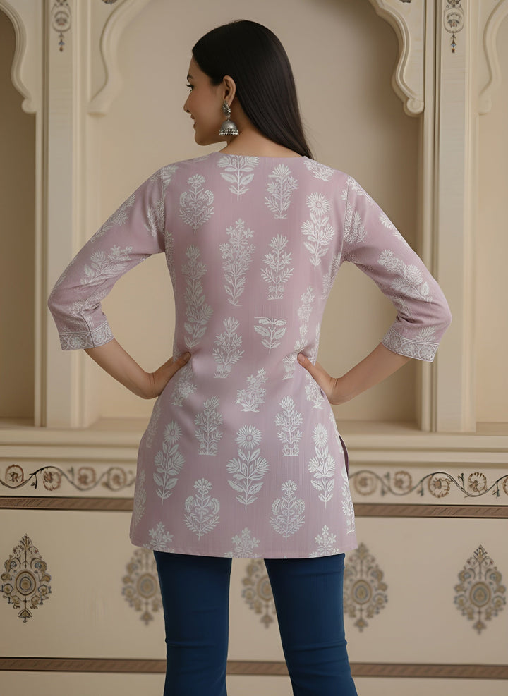 Mauve Printed Straight Tunic