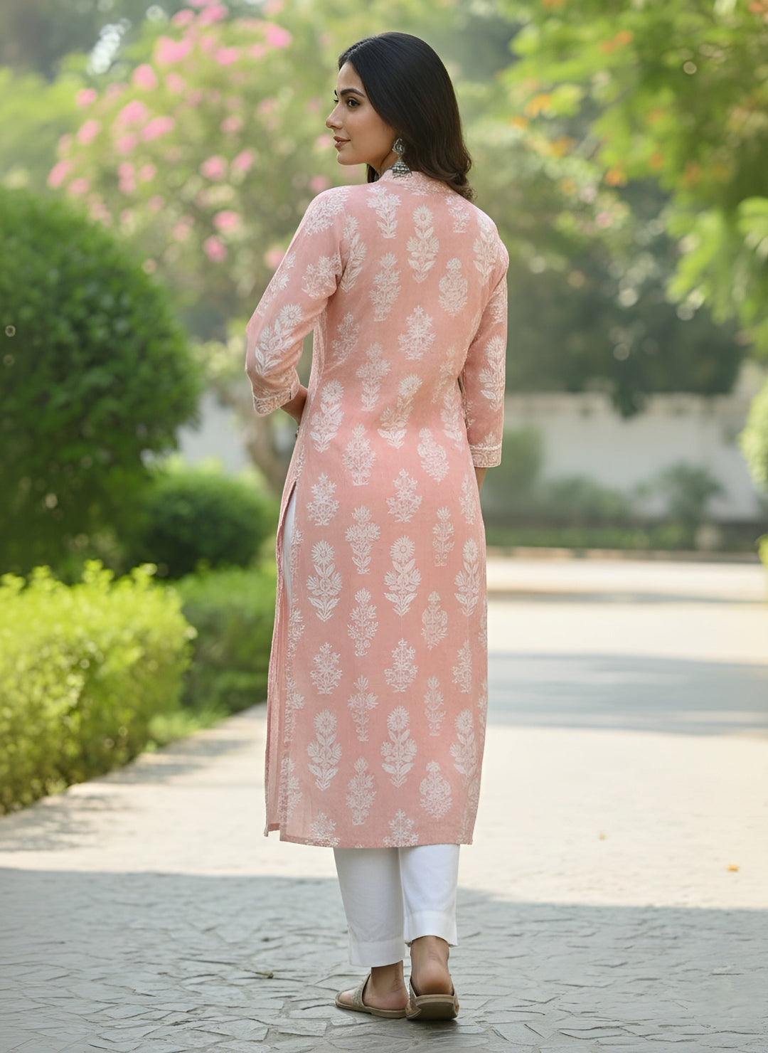 Printed Straight Kurta with Three Quarter Sleeves