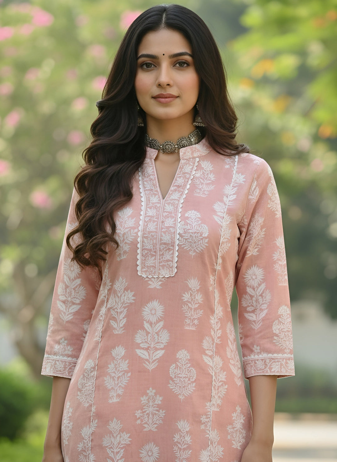 Printed Straight Kurta with Three Quarter Sleeves
