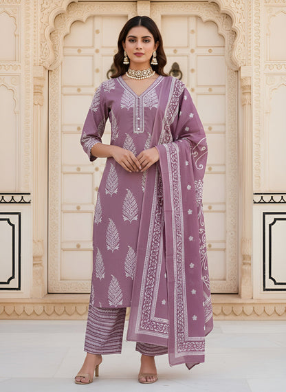 Printed Straight Kurta Set With Dupatta